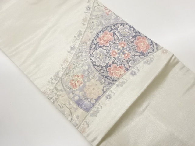 JAPANESE KIMONO / FLOWER-PATTERNED EMBROIDERY A NAGOYA OBI
